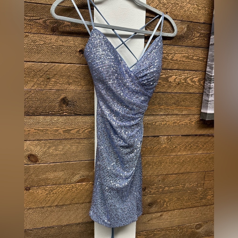Clarisse Homecoming / Prom Dress – Style 30241 – Ice Blue Sequin – Size 6 - Picture 4 of 8